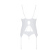 Корсет с пажами, трусики с ажурным декором и открытым шагом Passion URSULA CORSET L/XL, white