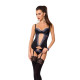 Розпродаж!!! Корсет із пажами GISELE CORSET black L/XL — Passion Exclusive, трусики
