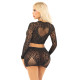Комплект Leg Avenue Rhinestone Crop Top and Mini Skirt One Size, Black